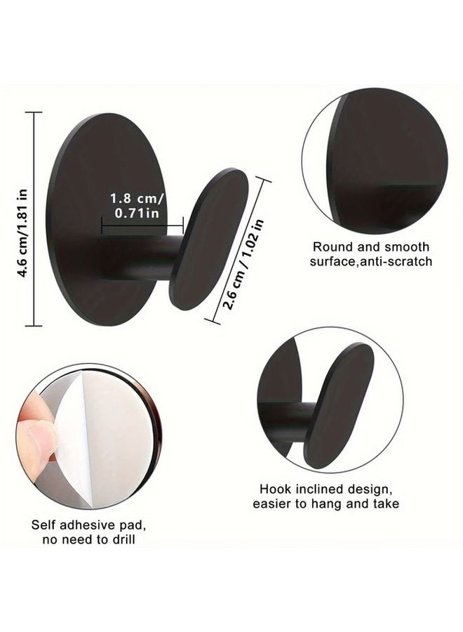 Black 6Pcs Heavy Duty Adhesive Towel Hooks No Drill Wall Mount For Bathroom Kitchen - Image 3