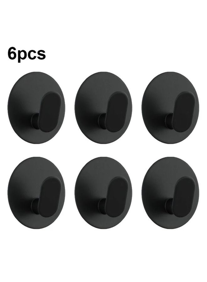 Black 6Pcs Heavy Duty Adhesive Towel Hooks No Drill Wall Mount For Bathroom Kitchen - Image 1