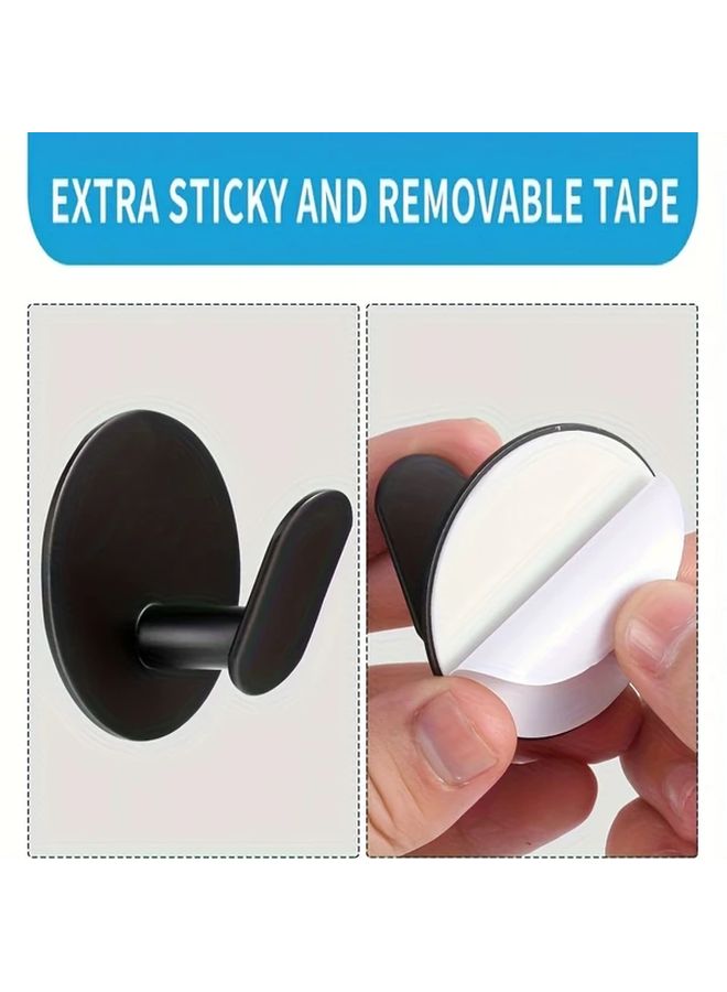 Black 6Pcs Heavy Duty Adhesive Towel Hooks No Drill Wall Mount For Bathroom Kitchen - Image 4