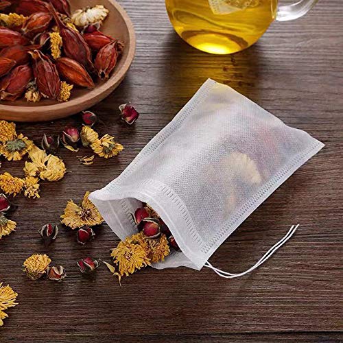 Wesdxc56 400 قطعة أكياس تصفية الشاي، أكياس قطنية فارغة ذات سحب للتخلص منها، أكياس شاي فضفاضة (3.54 × 2.75 بوصة) - Image 3