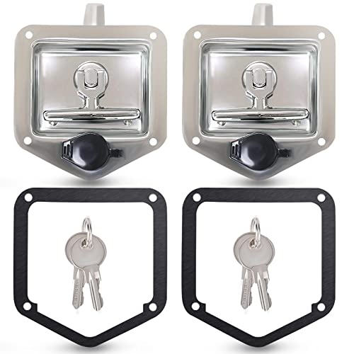 Tutor Auto 2-Pack T-Handle Latches, Truck Bed Tool Box Latch with Highly Polished Stainless Steel Locks, Gaskets, and 4 Keys - for RV, Camper, Truck, Trailer, Toolbox - Image 1