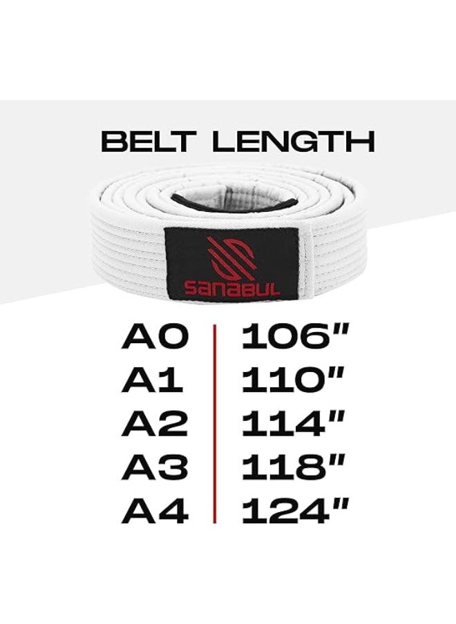 Sanabul  Bjj Belt Men & Women | Brazilian Jiu Jitsu Belt With Ranking Stripes Sleeve Bar | Kids Jiu Jitsu Gi | Ibjjf Approved (White,K1)  - Image 5