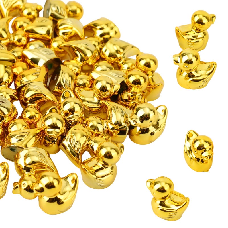 Penitue 50pcs Mini Golden Ducks Resin Tiny Duck Figures Collectible Animal Statue for Micro Garden Landscape Cake Decor DIY Craft Party - Image 3