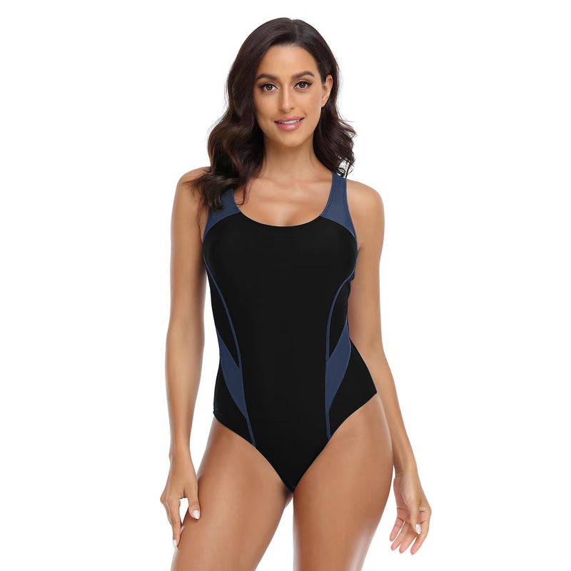 Color Matching One-Piece Swimsuit Slim High Elastic Swimwear Manufacturer - Image 4