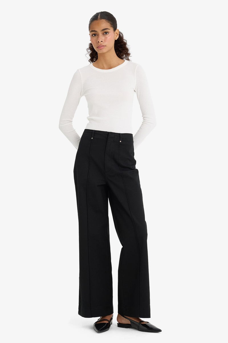 DeFacto Black Woman Wide Leg Trousers Casual - Image 2