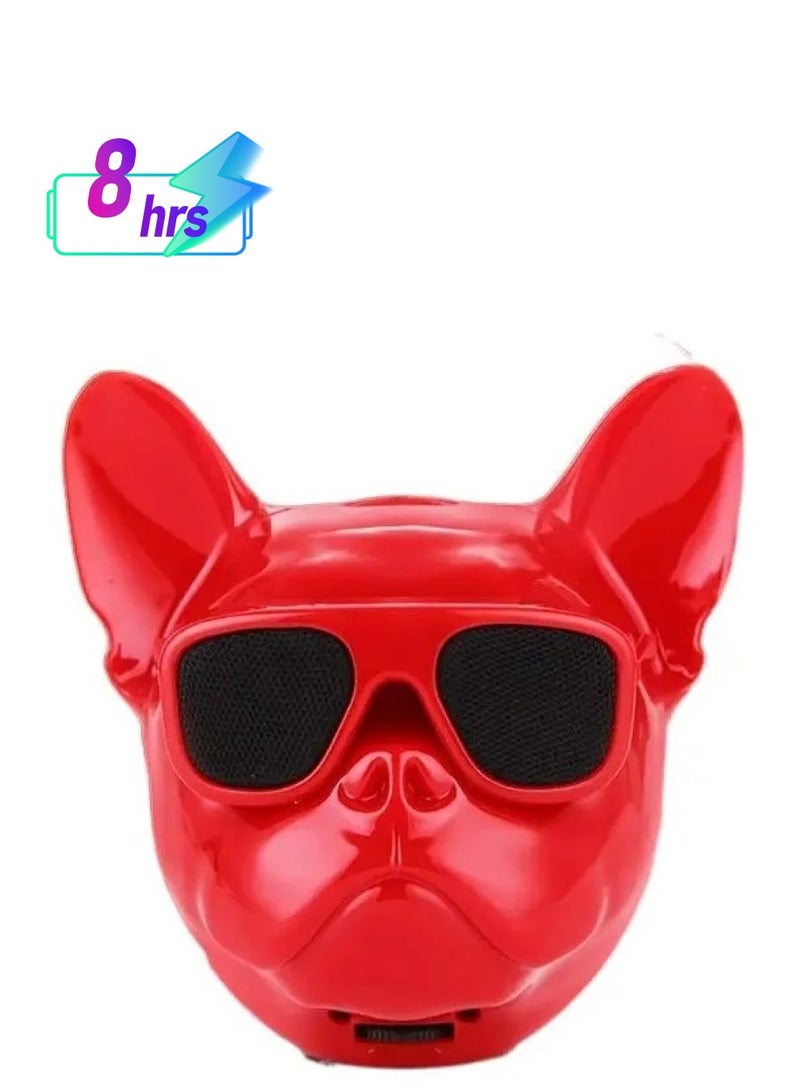 Fashion Bulldog Bluetooth Speaker Dog Head Wireless Speaker Mini Outdoor Portable Speaker/Stereo Subwoofer Voice Command Cute Creative Gift (10 * 8 * 10cm, Red) - Image 1