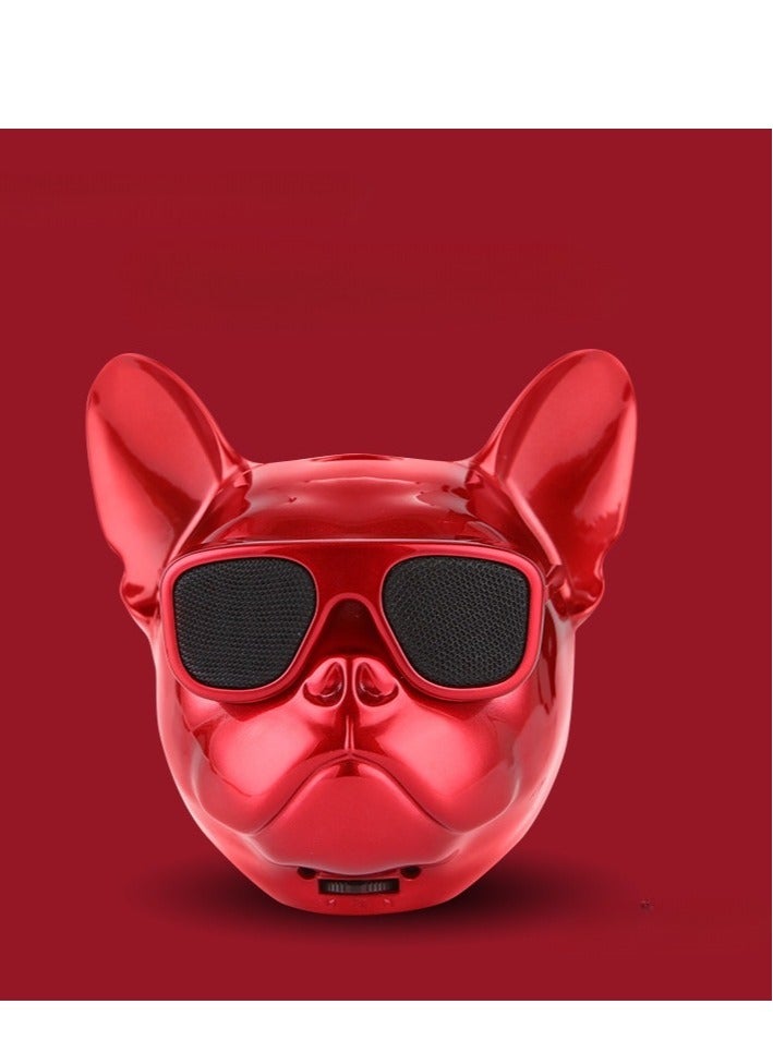Fashion Bulldog Bluetooth Speaker Dog Head Wireless Speaker Mini Outdoor Portable Speaker/Stereo Subwoofer Voice Command Cute Creative Gift (10 * 8 * 10cm, Red) - Image 3