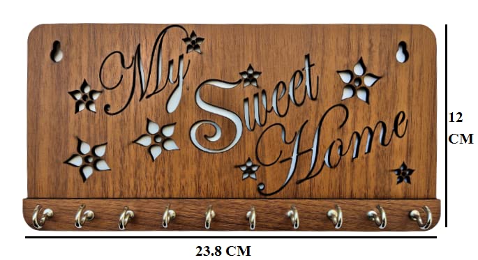 My Dream Carts Flowers Design My Sweet Home Key Holder Handicraft Keys Rack Wooden Key Hanger Modern Key Organizer for Wall Decor Handcrafted Key Stand Wall Mount Key Chain Hanger for House Decoration - Image 4