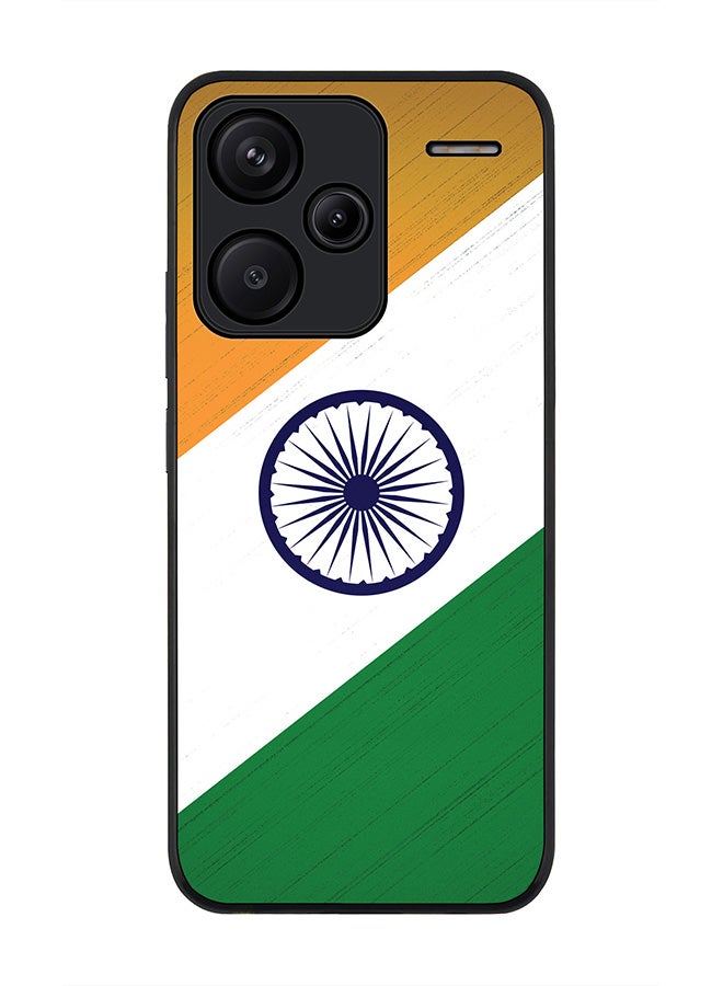 Stylizedd Rugged Black Edge Case for Xiaomi Redmi Note 13 Pro Plus, Slim fit Case Flexible Anti Drop TPU Gel Thin Cover -  Flag Of India - Image 1