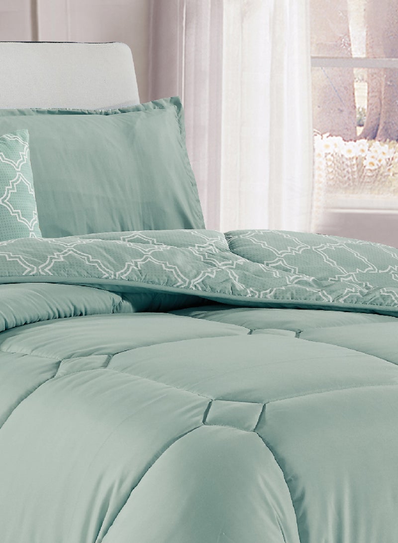 Moon Bed In A Bag Medium Filling King Size Comforter Set, 10 Pcs Floral Bedding Set Size 220 X 240 Cm with Comforter, Quilted Bed Skirt, Pillowcases, Cushion & Bedroom Slipper, Multicolor  - Image 4