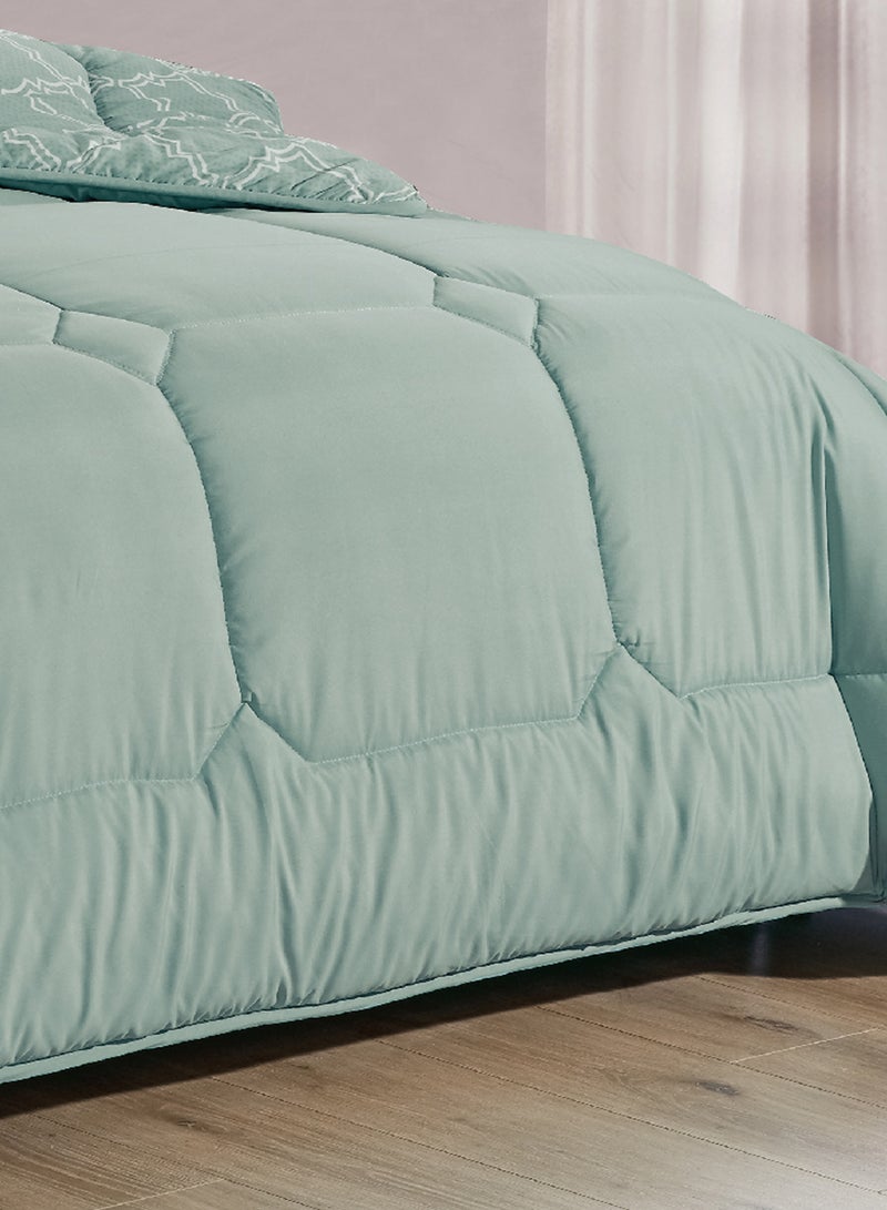 Moon Bed In A Bag Medium Filling King Size Comforter Set, 10 Pcs Floral Bedding Set Size 220 X 240 Cm with Comforter, Quilted Bed Skirt, Pillowcases, Cushion & Bedroom Slipper, Multicolor  - Image 5