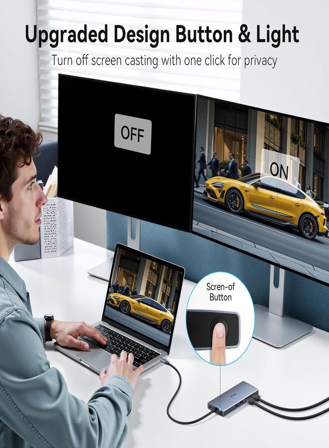 HODO USB C HUB Multiport Adapter Docking Station USB C to 2 HDMI 4K@60Hz+DP 8K@30Hz+VGA+6 USB C/A Ports+PD 100W+Ethernet+SD/TF+Audio 15-in-1 - Image 3