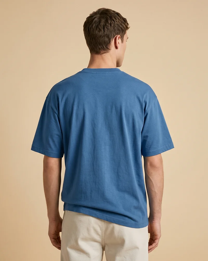 NOBERO Cotton Oversized T-Shirt for Men in Blue