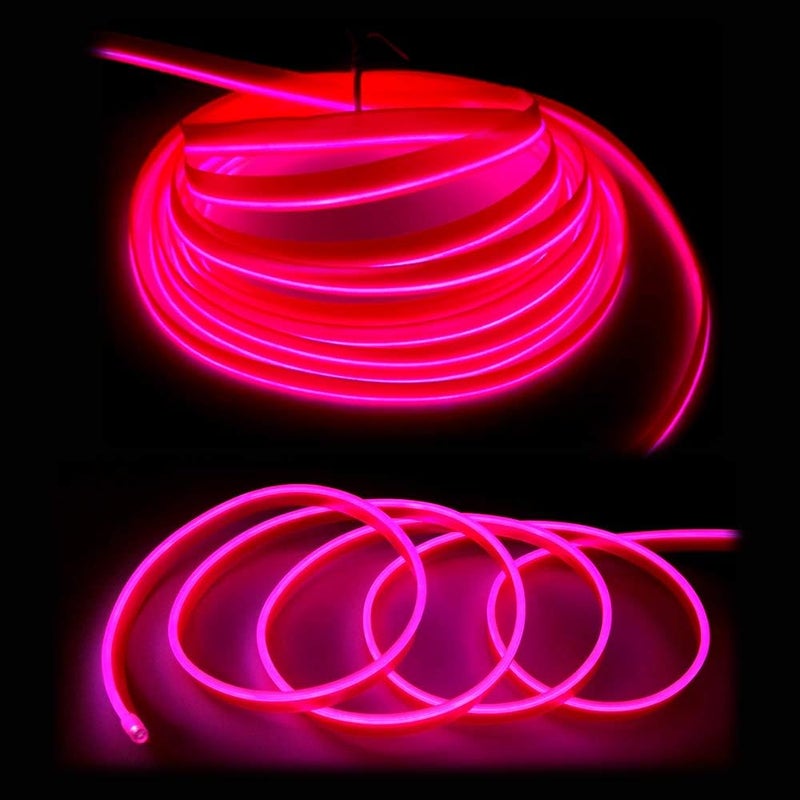 Maxlaxer El Wire Pink Interior Car LED Strip Lights, 3M Neon Wire USB 5V with Fuse Protection for Automotive Interior Decoration, with 6mm Sewing Edge - Image 2