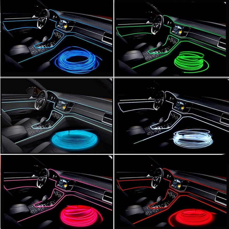 Maxlaxer El Wire Pink Interior Car LED Strip Lights, 3M Neon Wire USB 5V with Fuse Protection for Automotive Interior Decoration, with 6mm Sewing Edge - Image 5