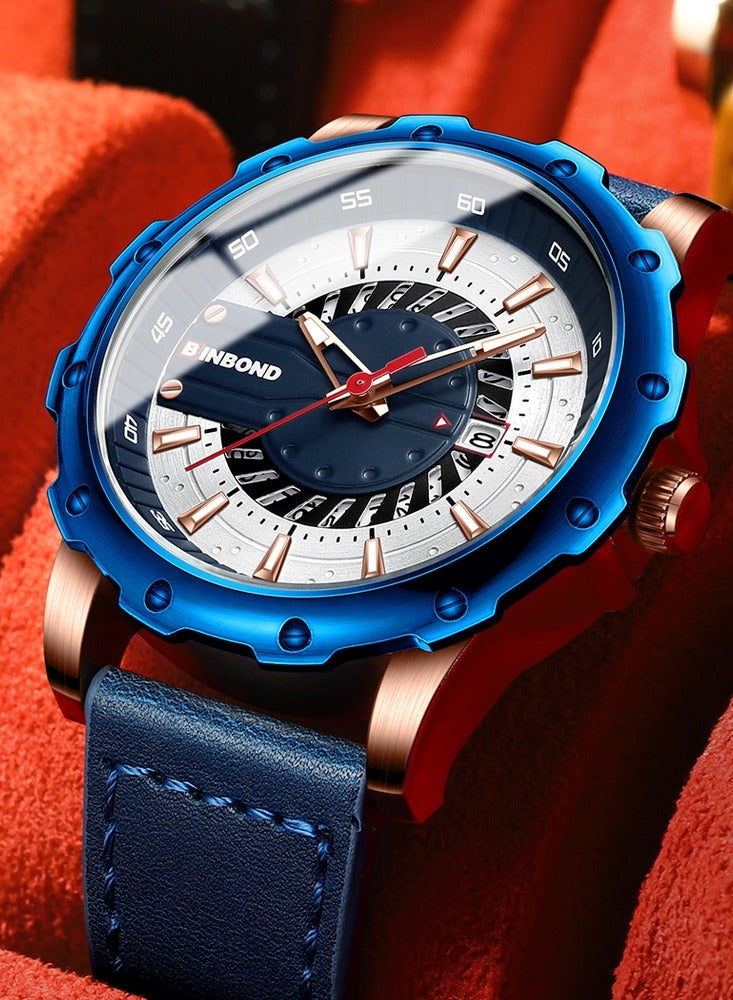 BINBOND Watches for Men Luxury Diamond Dial Luminous Pointer Quartz Man Watch Date Display Waterproof Male Clock - Image 1
