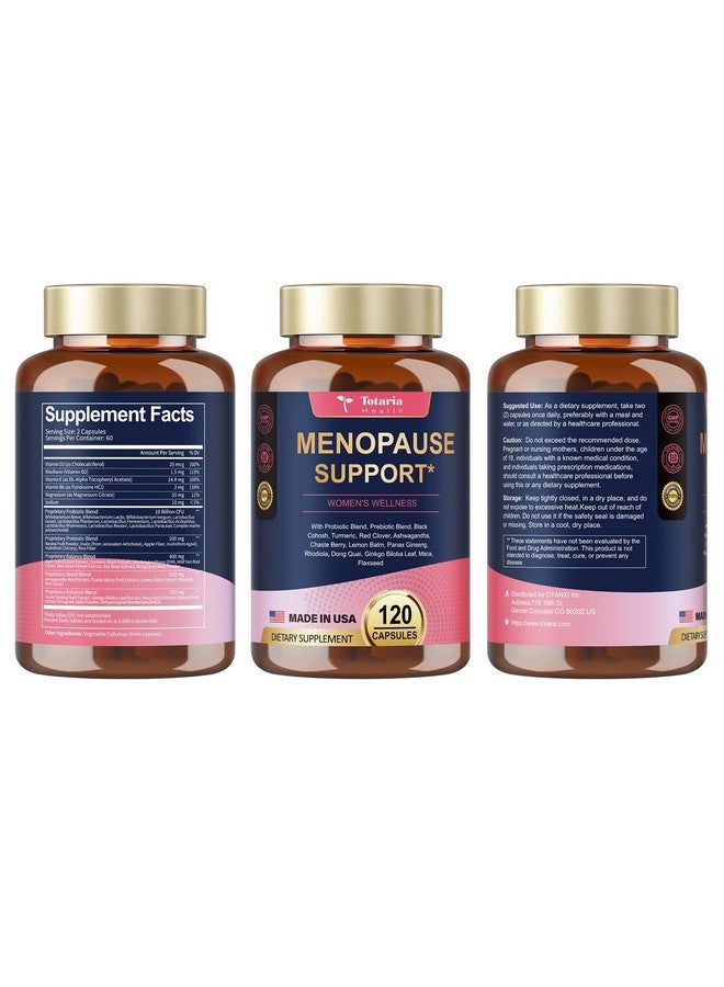 Totaria 40-in-1 Menopause Supplements for Women, Multibenefit & Complete Black Cohosh for Hot Flashes, Night Sweats & Hormone Balance, w/ Probiotics, DIM, Vitex, Dong Quai, Red Clover and More, 120 Vegan Caps - Image 2