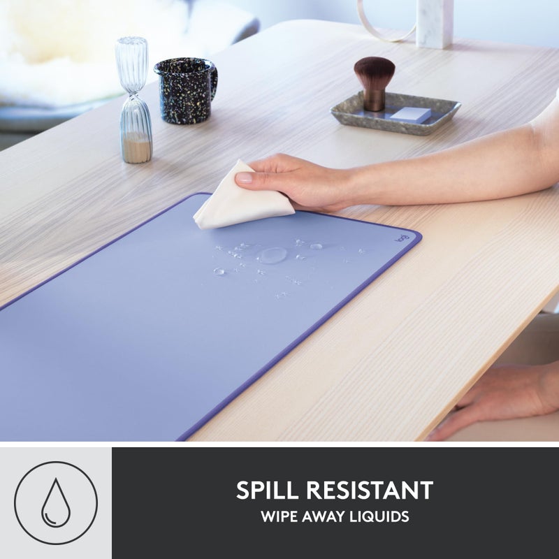 Logitech Desk Mat - Studio Series, Multifunctional Large Desk Pad, Extended Mouse Mat, Office Desk Protector with Anti-Slip Base, Spill-Resistant Durable Design, in Lilac - Image 3