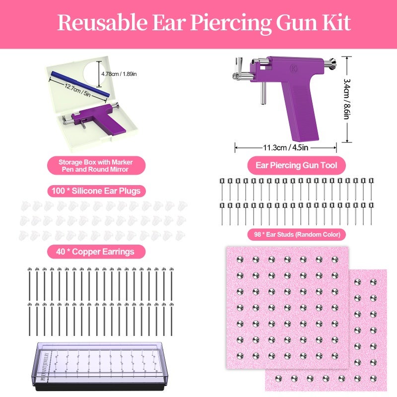 Ear Piercing Set Safety Ear Nose Navel Body Piercing Kit Set With 98pcs Earring Studs - Image 5