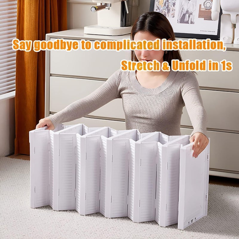 RELEMTRA RELEMTRA 3 Layer Plastic Collapsible Storage Bins with Lids Closet Organizers and Storage Stackable Closet Organizer Trunk Organizer Organization and Storage for BedroomLaundry White - Image 4