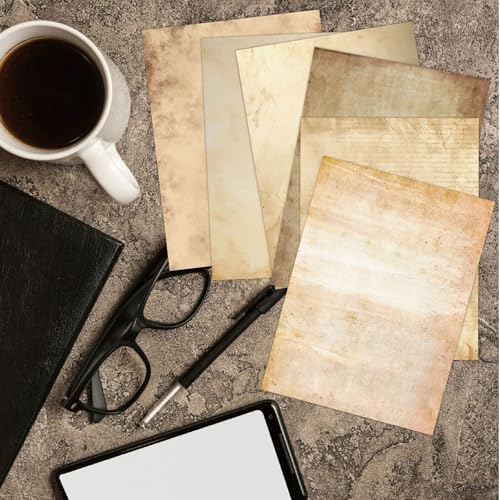 iKammo Vintage Computer Paper Parchment Writing Stationary Papers 48 Sheets,A4 Old Age Printer Papers,Vintage Antique Paper,Retro Painted Border Letterhead,Double-Sided 8.2×11inch. (FG02-B-1, A4) - Image 5