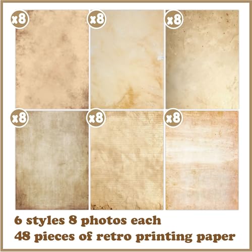 iKammo Vintage Computer Paper Parchment Writing Stationary Papers 48 Sheets,A4 Old Age Printer Papers,Vintage Antique Paper,Retro Painted Border Letterhead,Double-Sided 8.2×11inch. (FG02-B-1, A4) - Image 2