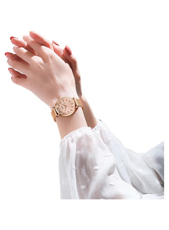 DOM [Zhang Ruonan'S Style] Ultra-Thin Watch For Women, Light Luxury Fashion Mechanical-Style Quartz Birthday Gift For Girlfriend - Image 2