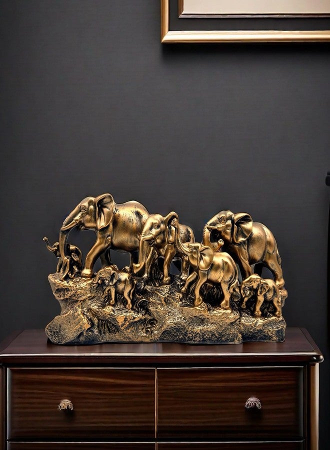 SHTWX 7 Elephants Herd with Babies Statue Elephant Family Frgurines Sculpture for Home Office Living Room Desktop Decoration Figurines Indoor Feng Shui Decor (Bronze) - Image 4