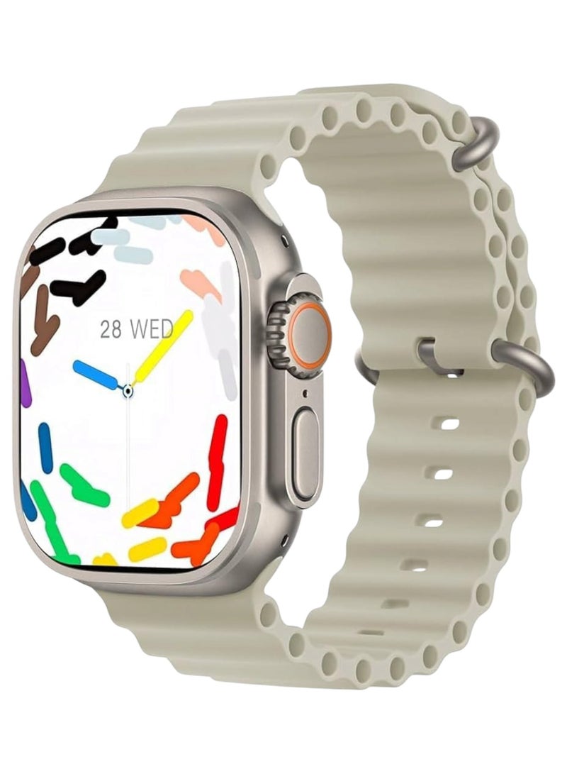T8000 Smart Watch, BIG INFINITE DISPLAY, Wireless Charging - Off White