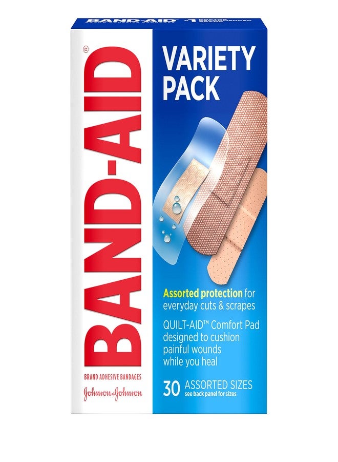 Band-Aid Brand Adhesive Bandage Family Variety Pack, Clear, Tough, and Sport Strip Bandages for Wound Care and First Aid, Assorted Sizes, 30 ct - Image 1