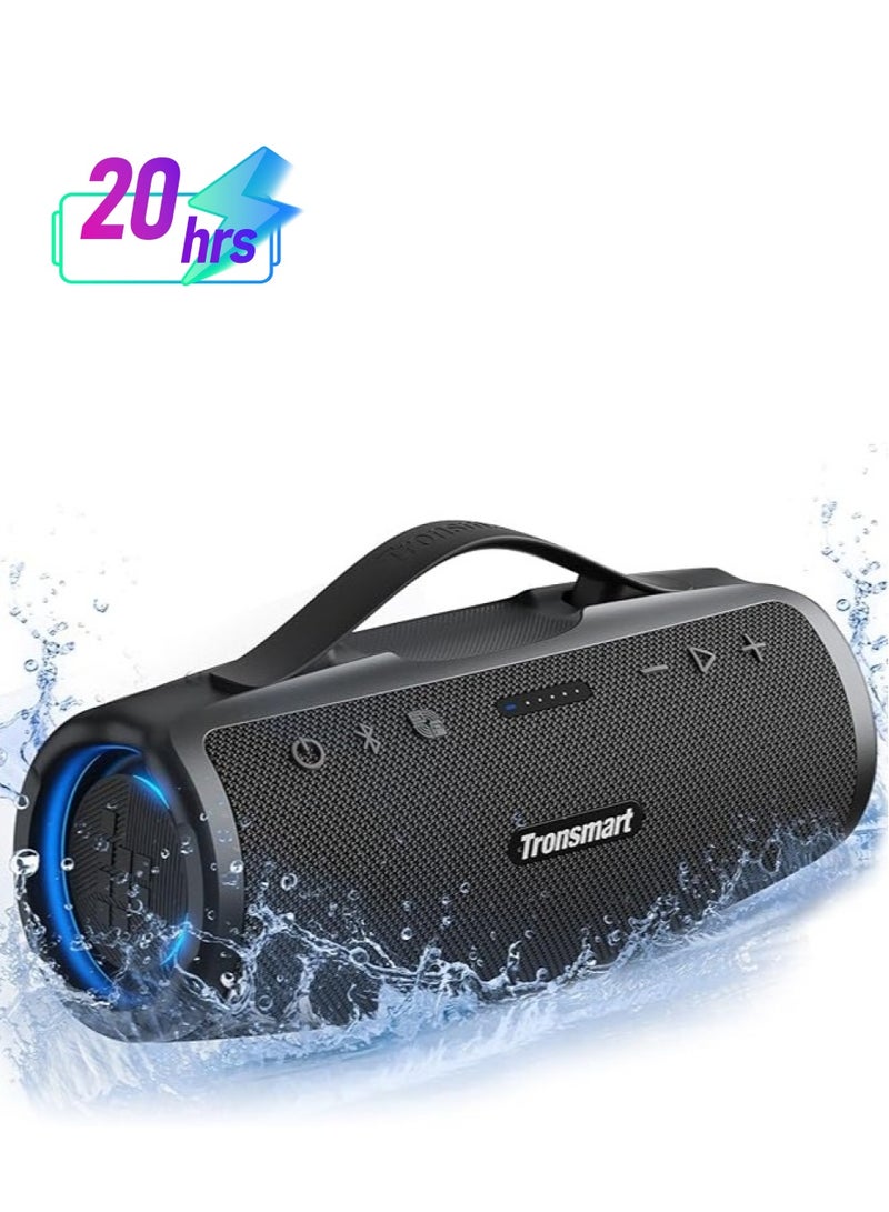 Tronsmart Mirtune S100 Portable Bluetooth Speaker, 50W Punchy Bass &Clear Treble, Retractable Handle, 20H Playtime, IPX7 Waterproof, Customize EQ, Built-in Powerbank for Outdoor, Camping, Beach(Black) - Image 1