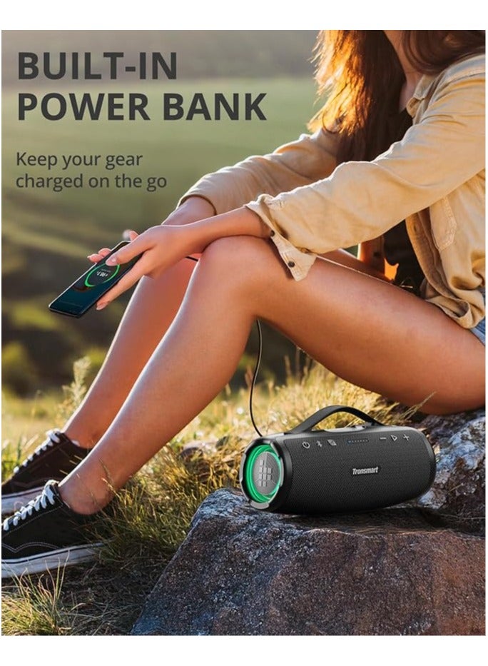 Tronsmart Mirtune S100 Portable Bluetooth Speaker, 50W Punchy Bass &Clear Treble, Retractable Handle, 20H Playtime, IPX7 Waterproof, Customize EQ, Built-in Powerbank for Outdoor, Camping, Beach(Black) - Image 4