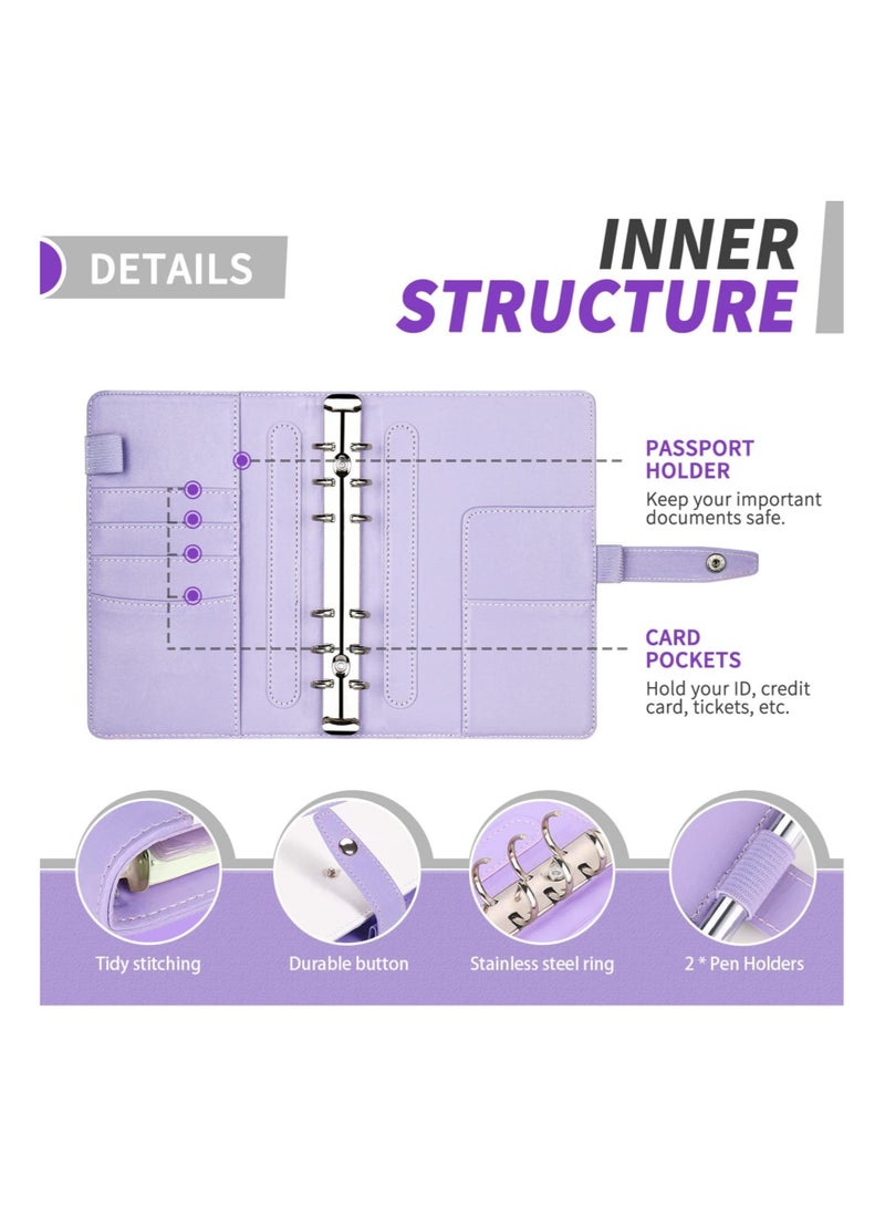 Captaintech Budget Binder with Cash Envelopes, A6 Stitching PU Leather Zipper Envelopes and Sheets, 12pcs for Saving Money, Organizer System - Image 3