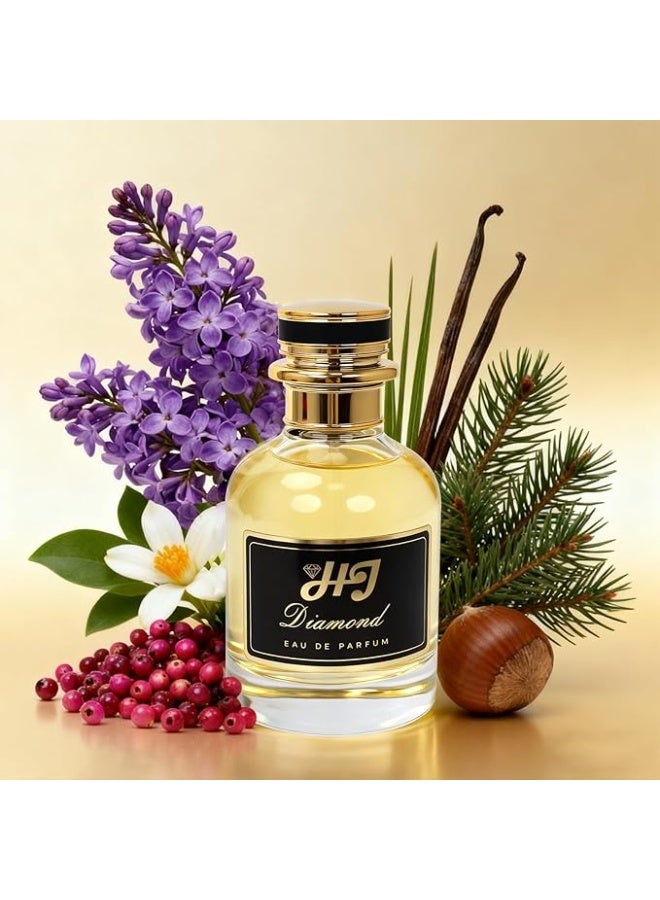 عطر أو دو بارفان للرجال والنساء، 100 مل - عطر يدوم طويلاً مع زجاجة أنيقة بتصميم ماسي، هدية عطرية فاخرة - Image 3