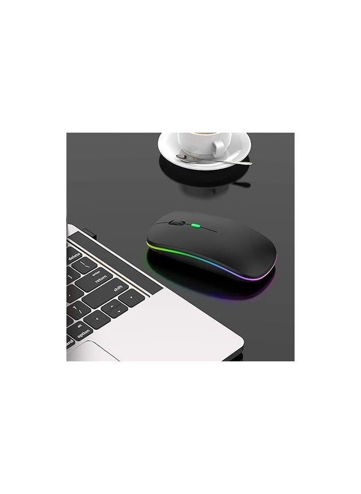 Rechargeable Wireless Mouse with LED, Bluetooth 5.2, and 2.4G - Ergonomic Design