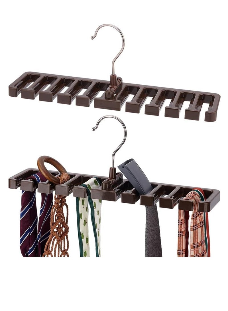 SYOSI Belt Rack 2Pcs Hanger Belt Storage Rack ABS Plastic Belt with Foldable Iron Hook Closet Tie Racks Hangers Tie Belt Organizer for Closet Door Bedroom Coconut Brown  - Image 1