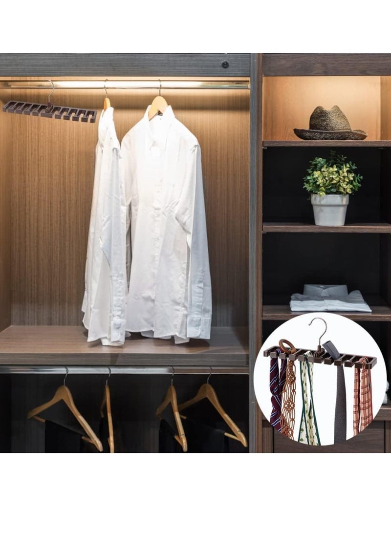 SYOSI Belt Rack 2Pcs Hanger Belt Storage Rack ABS Plastic Belt with Foldable Iron Hook Closet Tie Racks Hangers Tie Belt Organizer for Closet Door Bedroom Coconut Brown  - Image 3