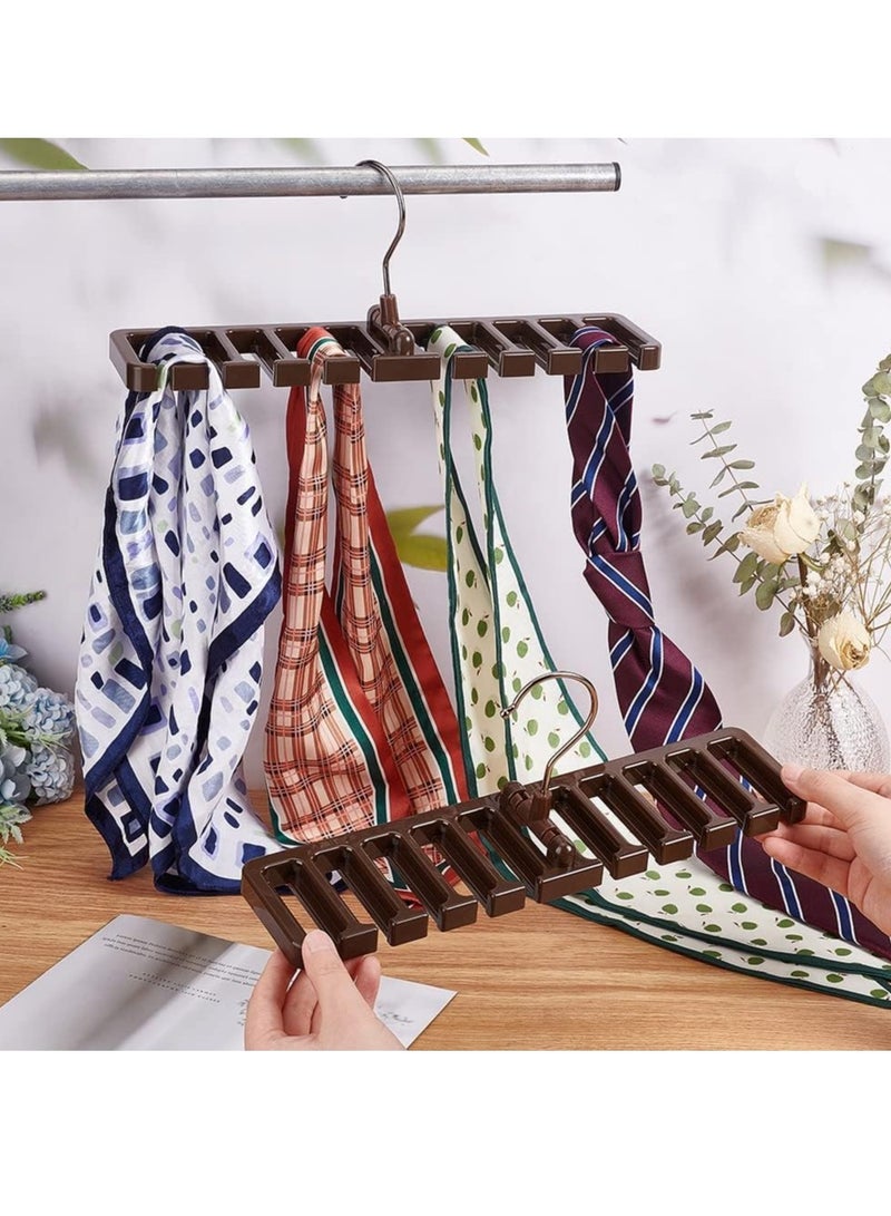 SYOSI Belt Rack 2Pcs Hanger Belt Storage Rack ABS Plastic Belt with Foldable Iron Hook Closet Tie Racks Hangers Tie Belt Organizer for Closet Door Bedroom Coconut Brown  - Image 2