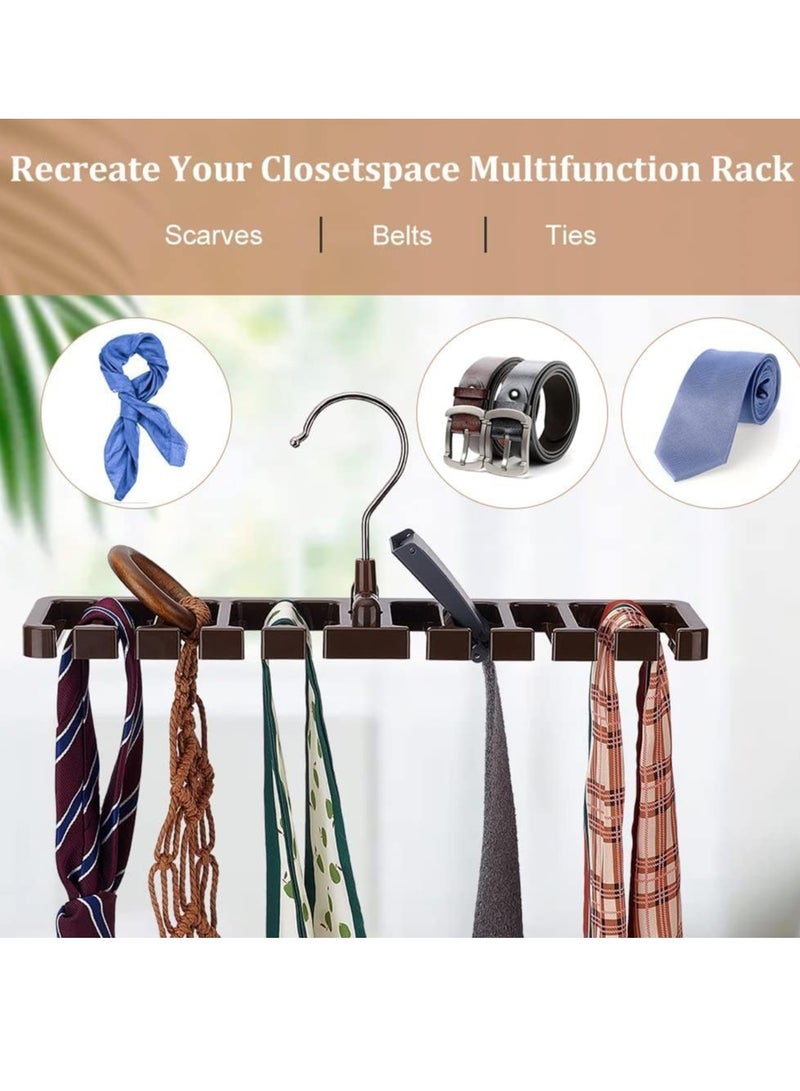 SYOSI Belt Rack 2Pcs Hanger Belt Storage Rack ABS Plastic Belt with Foldable Iron Hook Closet Tie Racks Hangers Tie Belt Organizer for Closet Door Bedroom Coconut Brown  - Image 5
