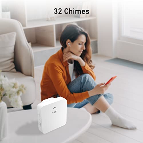 SECRUI Doorbell, 2 Receiver Wireless Doorbell with 1000ft Range, Adjustable Volume, Waterproof Design, Hassle-Free Installation, 32 Melodies, White - Image 5