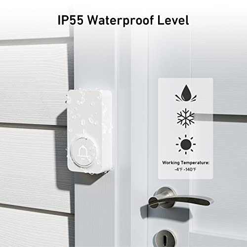 SECRUI Doorbell, 2 Receiver Wireless Doorbell with 1000ft Range, Adjustable Volume, Waterproof Design, Hassle-Free Installation, 32 Melodies, White - Image 4