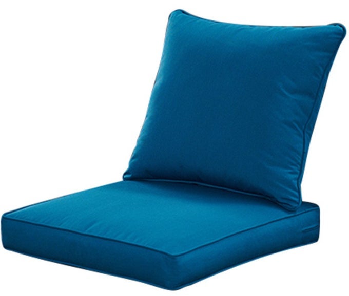 OutdoorIndoor Deep Seat Cushions for Patio Furniture All Weather Lawn Chair Cushion 24 x 24 inch 1 Set Peacock Blue