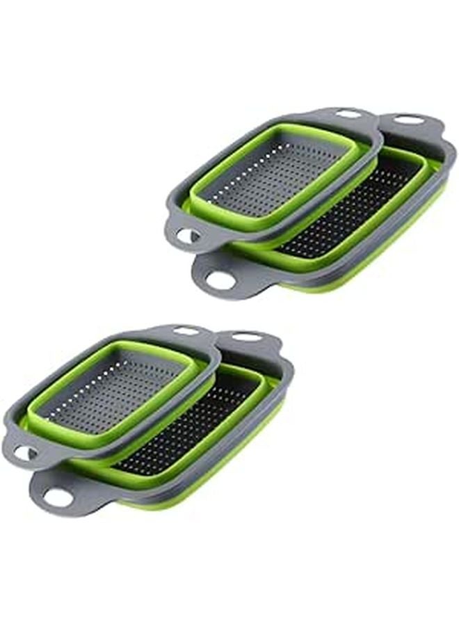2pcs Collapsible Kitchen Drain Basket For Fruits Vegetables Storage Organizer - Image 1