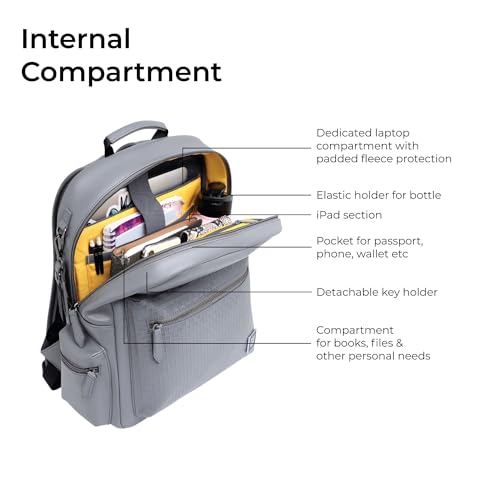 EUME Cosmo 16L Laptop Bag for Men, Volcanic Grey | 1 Large Compartment Office Laptop Backpacks | Fits Up to 13.5" Laptop | Premium Vegan Leather | Travel Bag | Bagpacker Bag for Men and Women - Image 4