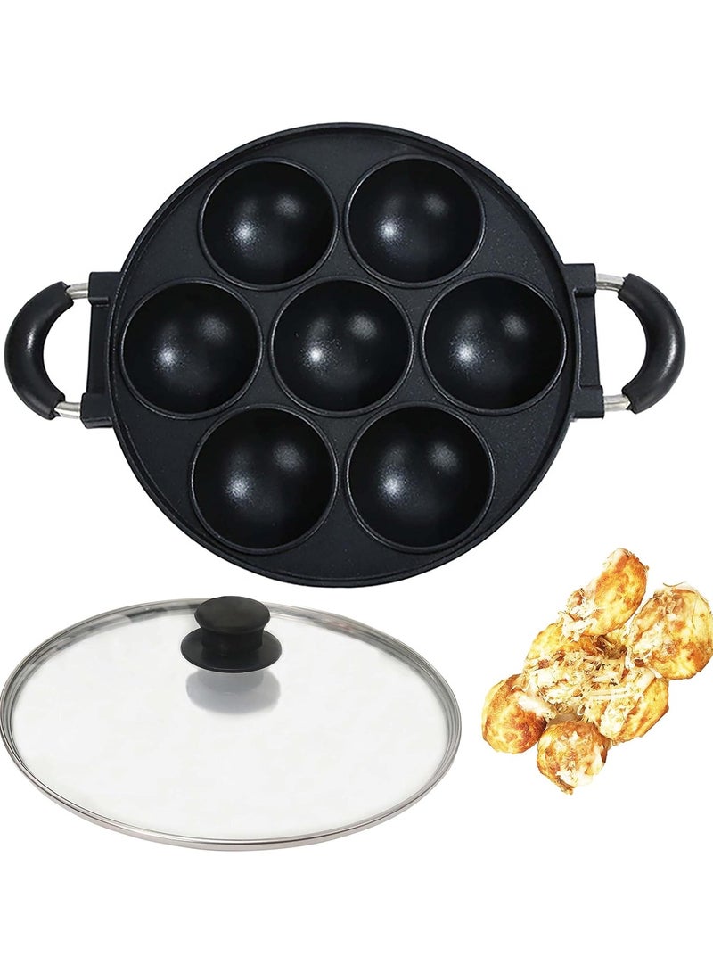 DubaiGallery Frying Pan,7-Hole Nonstick Stuffed Pancake Pan, Cast Aluminium Egg Cooker Frying Pan - Image 1