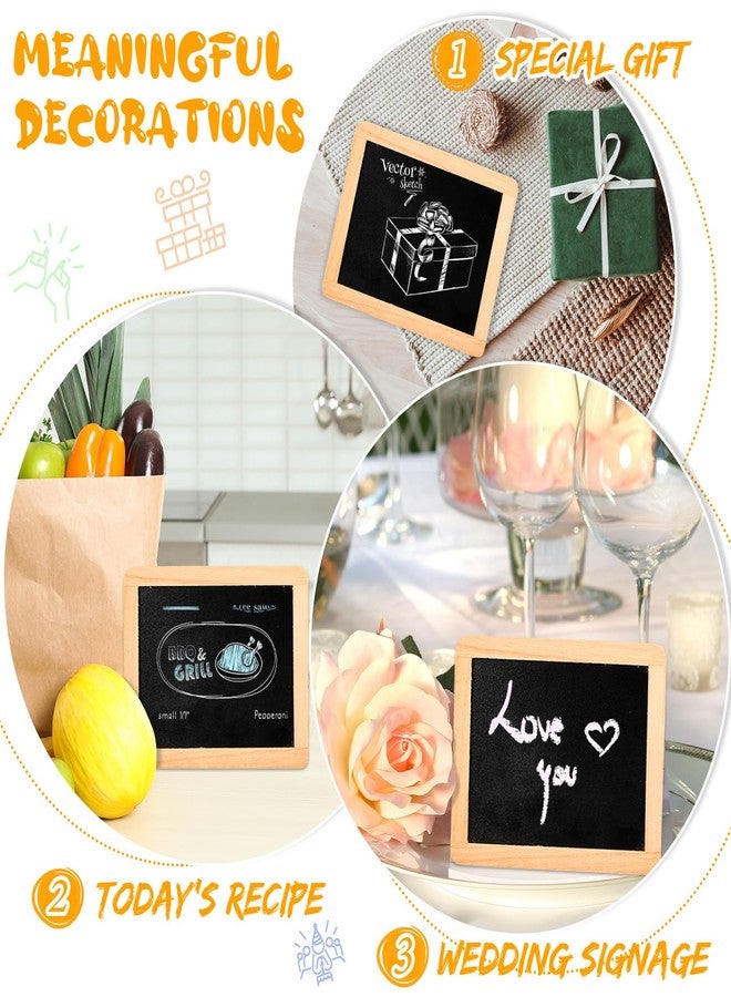 Chinco 12 Pcs Small Slate Chalkboard Mini Chalk Board with Frames Mini Board Signs School Supplies for Classroom Home Office (6 x 5 Inch,Wood) - Image 5
