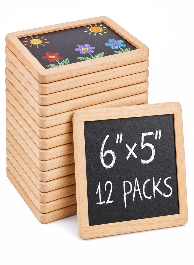 Chinco 12 Pcs Small Slate Chalkboard Mini Chalk Board with Frames Mini Board Signs School Supplies for Classroom Home Office (6 x 5 Inch,Wood) - Image 1