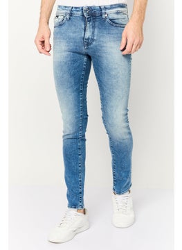Men Skinny Fit Wash Stretchable Denim Jeans, Blue