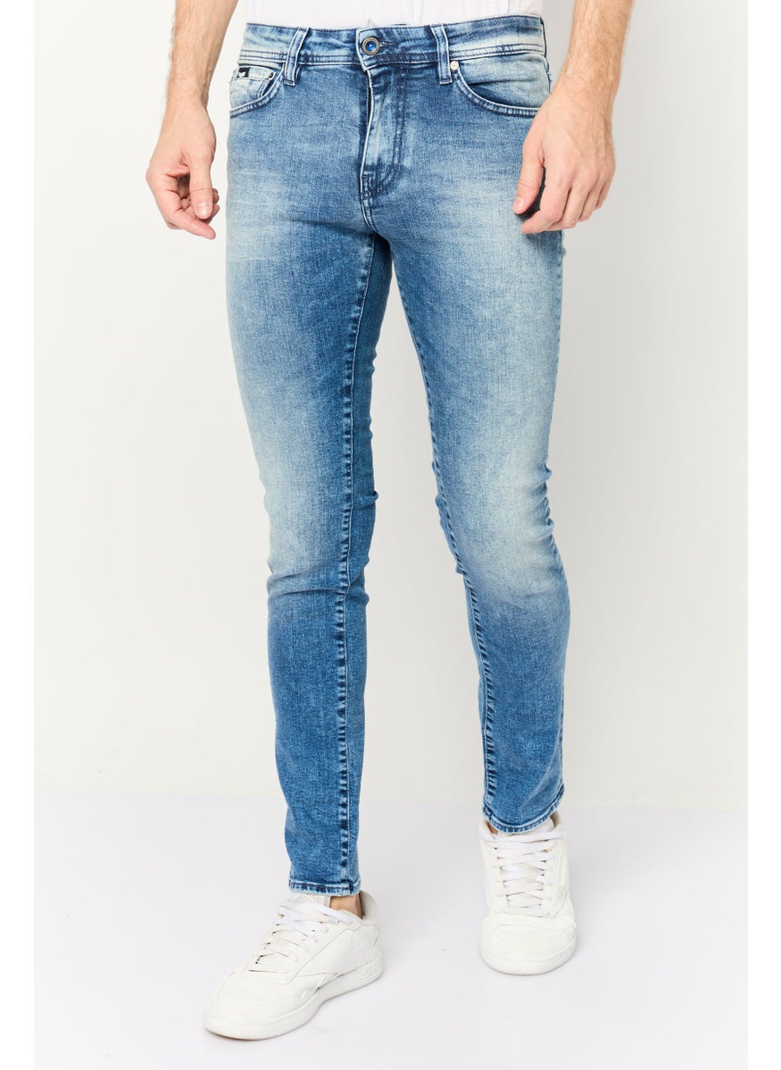 GAS - Men Skinny Fit Wash Stretchable Denim Jeans, Blue - Image 1