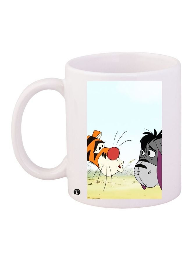 Cartoon Printed Coffee Mug White/Blue/Yellow 11ounce